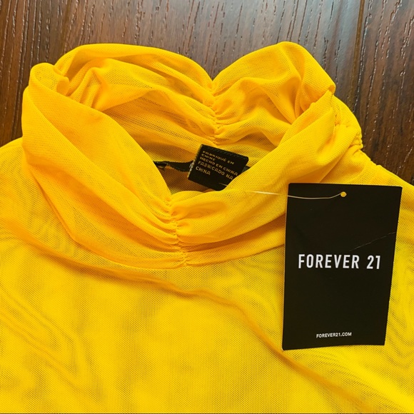 Forever 21- Sheer Yellow long sleeve top - Picture 5 of 5